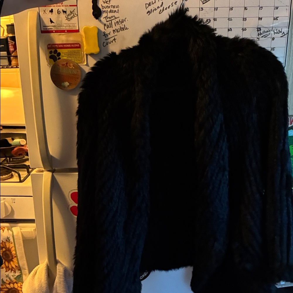 Elegant Black rabbit Fur Jacket